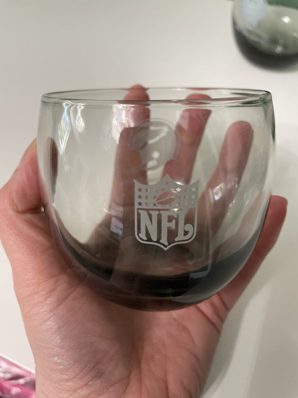 Rare: Vintage NFL Smoked Roly Poly Glasses - Philadelphia Eagles and NY Giants
